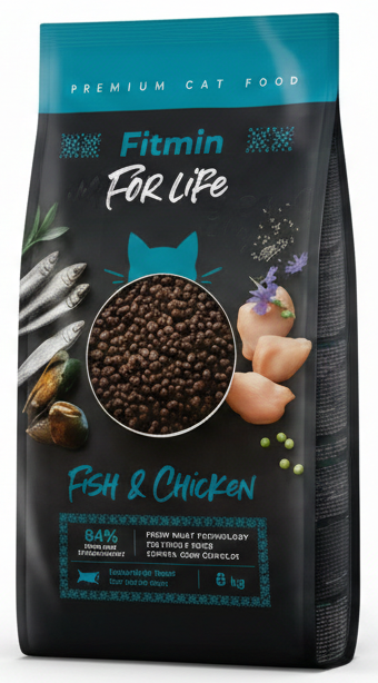 פור לייף לחתול בוגר בטעם דג ועוף 1.8 ק,ג